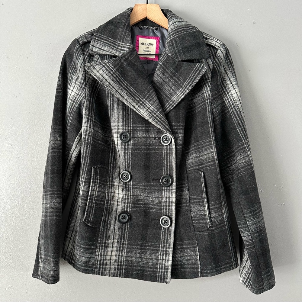 Old‎ Navy Women's Double-Breasted Pea Coat | Black + grey